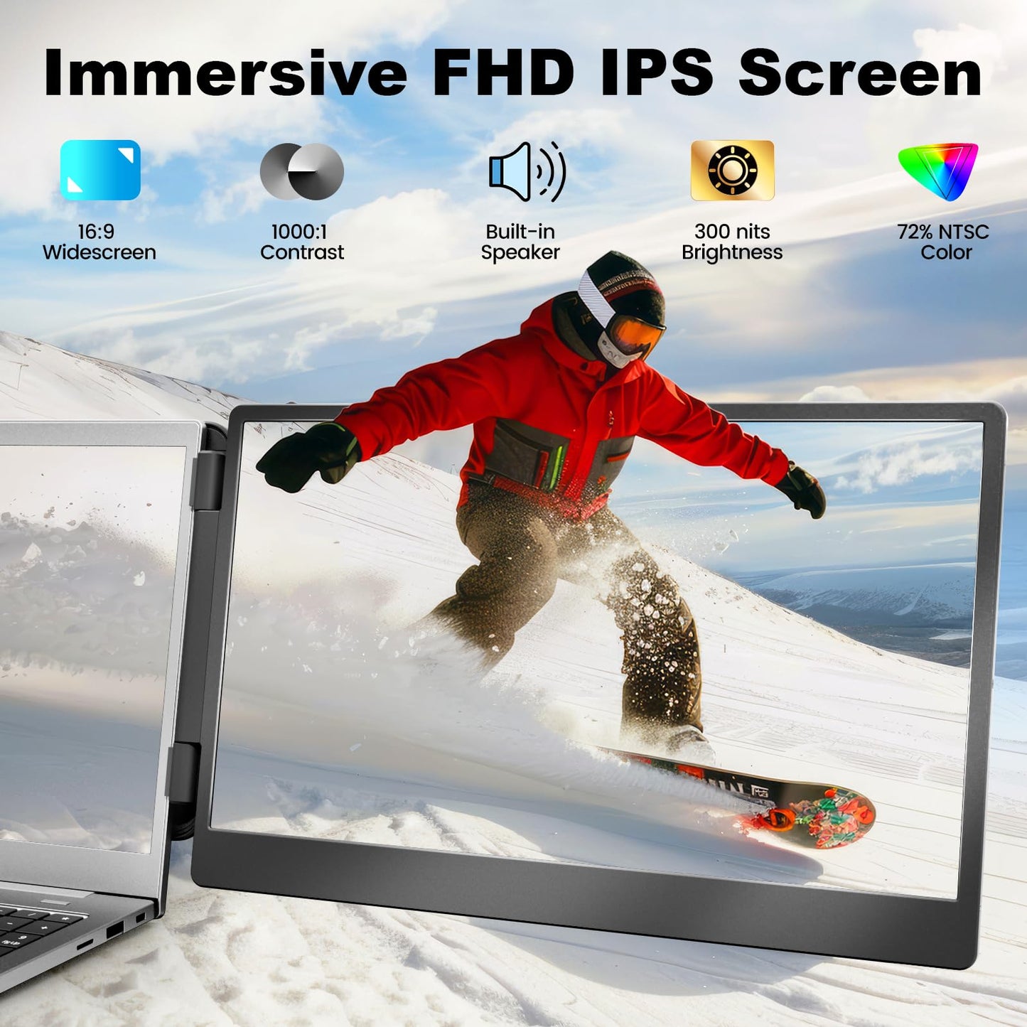 KEFEYA 14.2" Extender: triple monitor, full HD IPS, portable, fits 13–17" laptops, easy setup.
