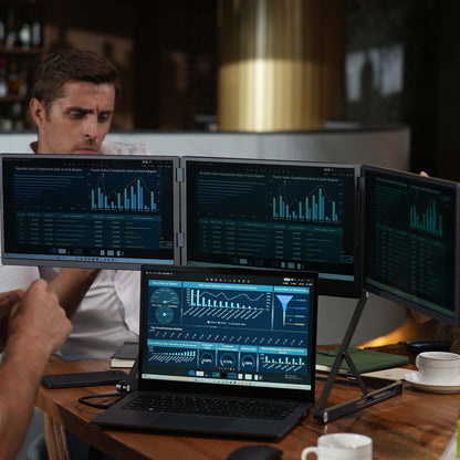 VSDISPLAY 15.6" Monitor: quad screen extender, 1080P IPS, foldable design, multi-screen productivity.