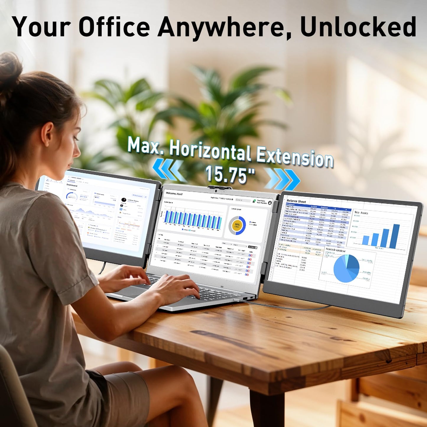 KEFEYA 14.2" Extender: triple monitor, full HD IPS, portable, fits 13–17" laptops, easy setup.