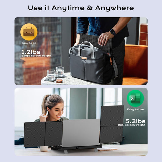 UK BONITOYS 14" Extender: FHD triple monitor, detachable, stretchable base, easy plug-and-play setup.