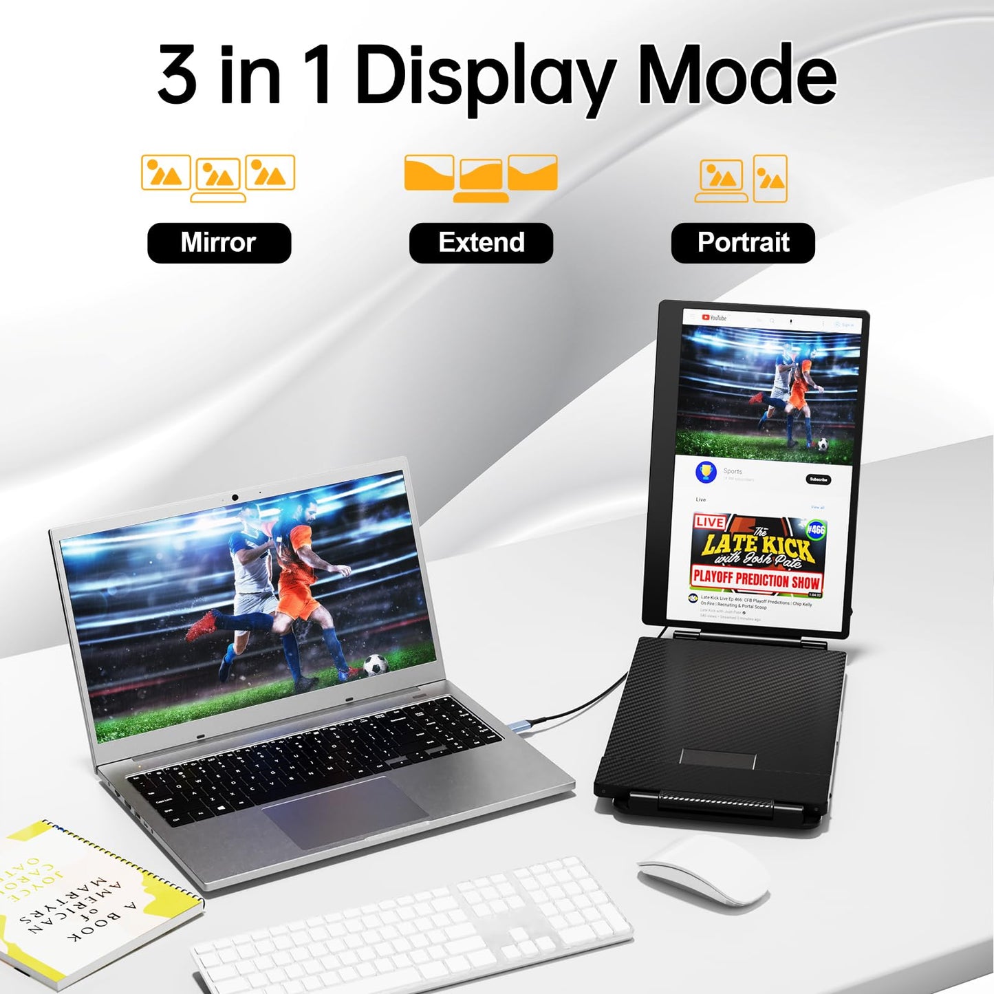 KEFEYA 14.2" Extender: triple monitor, full HD IPS, portable, fits 13–17" laptops, easy setup.