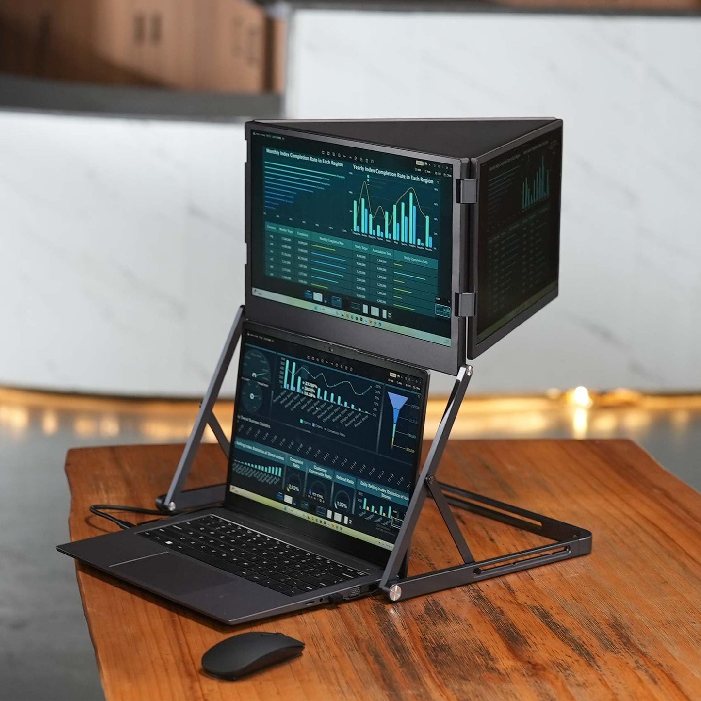 VSDISPLAY 15.6" Monitor: quad screen extender, 1080P IPS, foldable design, multi-screen productivity.