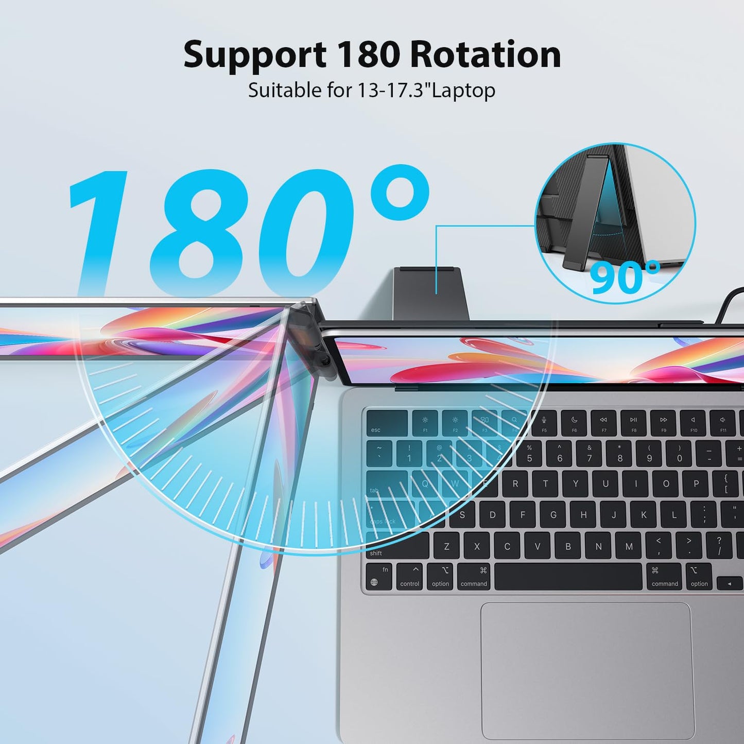 15.6" Triple Monitor: one-cable setup, FHD IPS, built-in speakers, slim portable design for laptops.