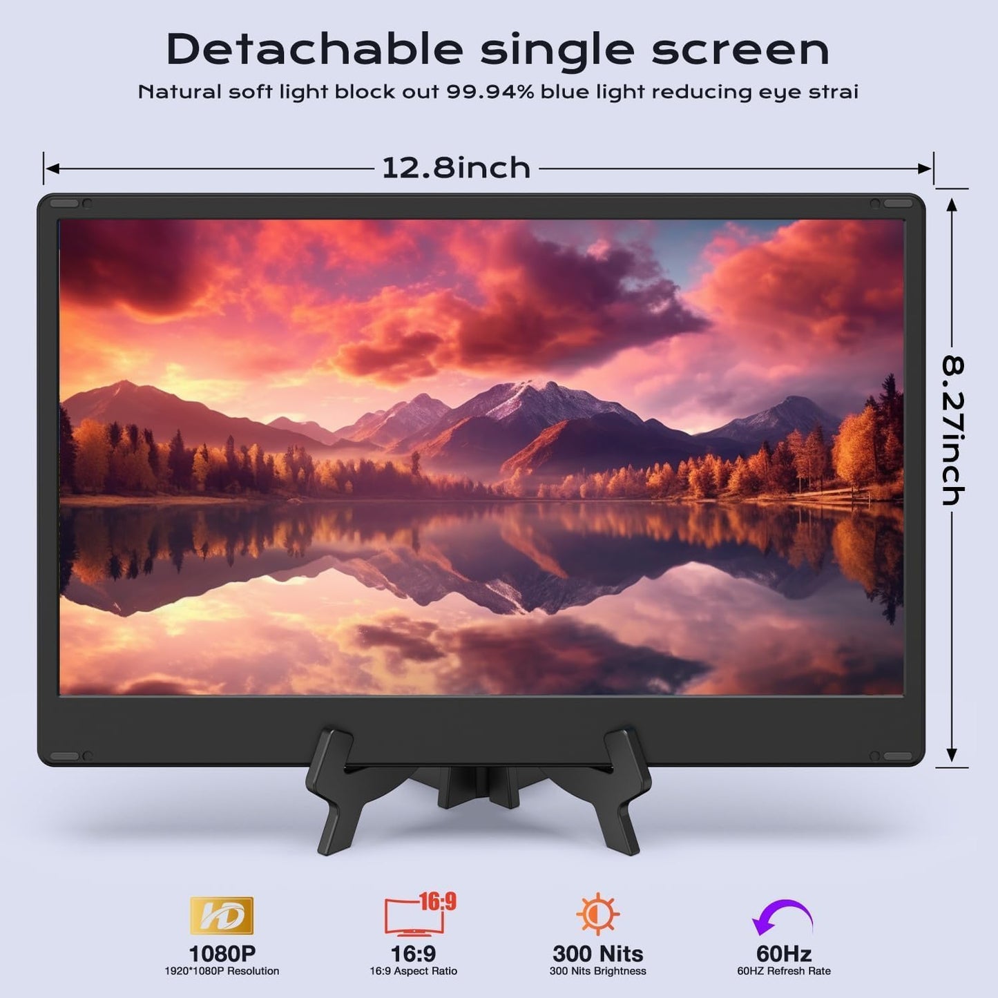 UK BONITOYS 14" Extender: FHD triple monitor, detachable, stretchable base, easy plug-and-play setup.