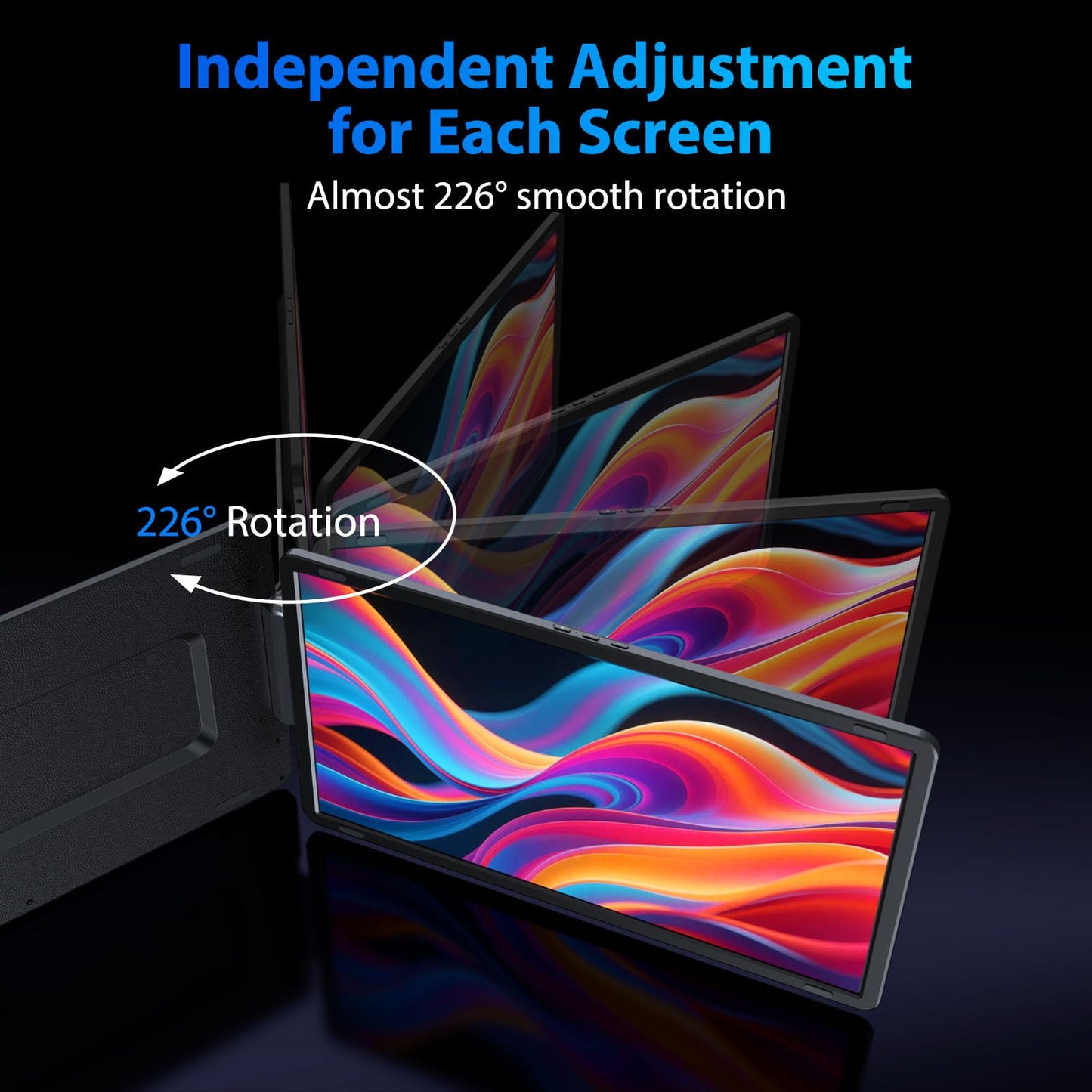 Tauvian 15.6" Extender: FHD IPS triple monitor, 120% sRGB, low blue light, plug & play, detachable design.