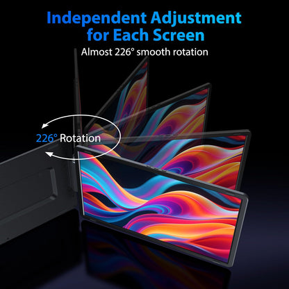 Tauvian 15.6" Extender: FHD IPS triple monitor, 120% sRGB, low blue light, plug & play, detachable design.