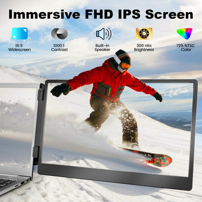 KEFEYA 14.2" Extender: triple monitor, full HD IPS, portable, fits 13–17" laptops, easy setup.