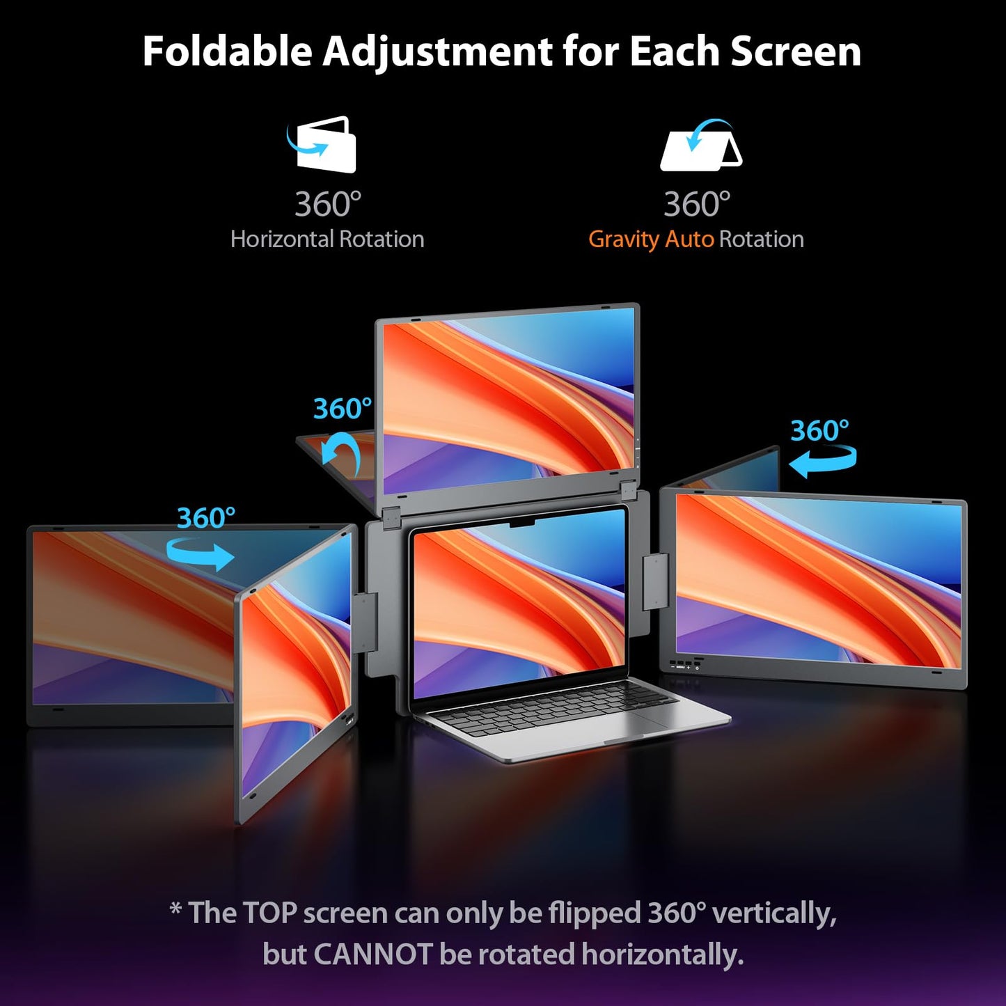 KYY X90G Extender: 15.6" quad monitor, 1080P, one cable, auto rotation, durable alloy design.