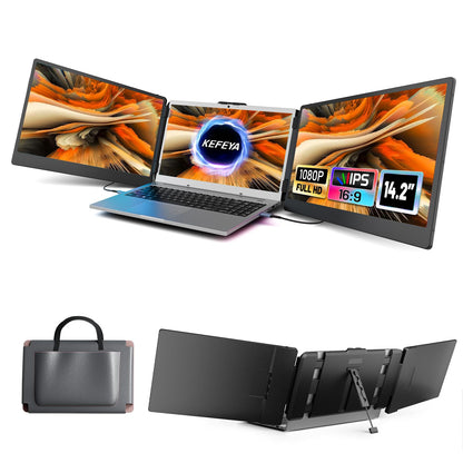 KEFEYA 14.2" Extender: triple monitor, full HD IPS, portable, fits 13–17" laptops, easy setup.