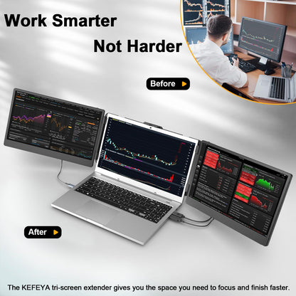 KEFEYA 14.2" Extender: triple monitor, full HD IPS, portable, fits 13–17" laptops, easy setup.