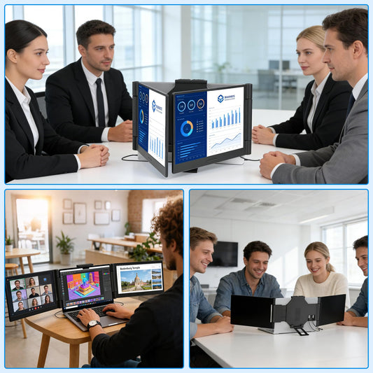 Funhill 14" Extender: 1080P IPS triple monitor, plug & play, supports HDMI/Display, great for multitasking.