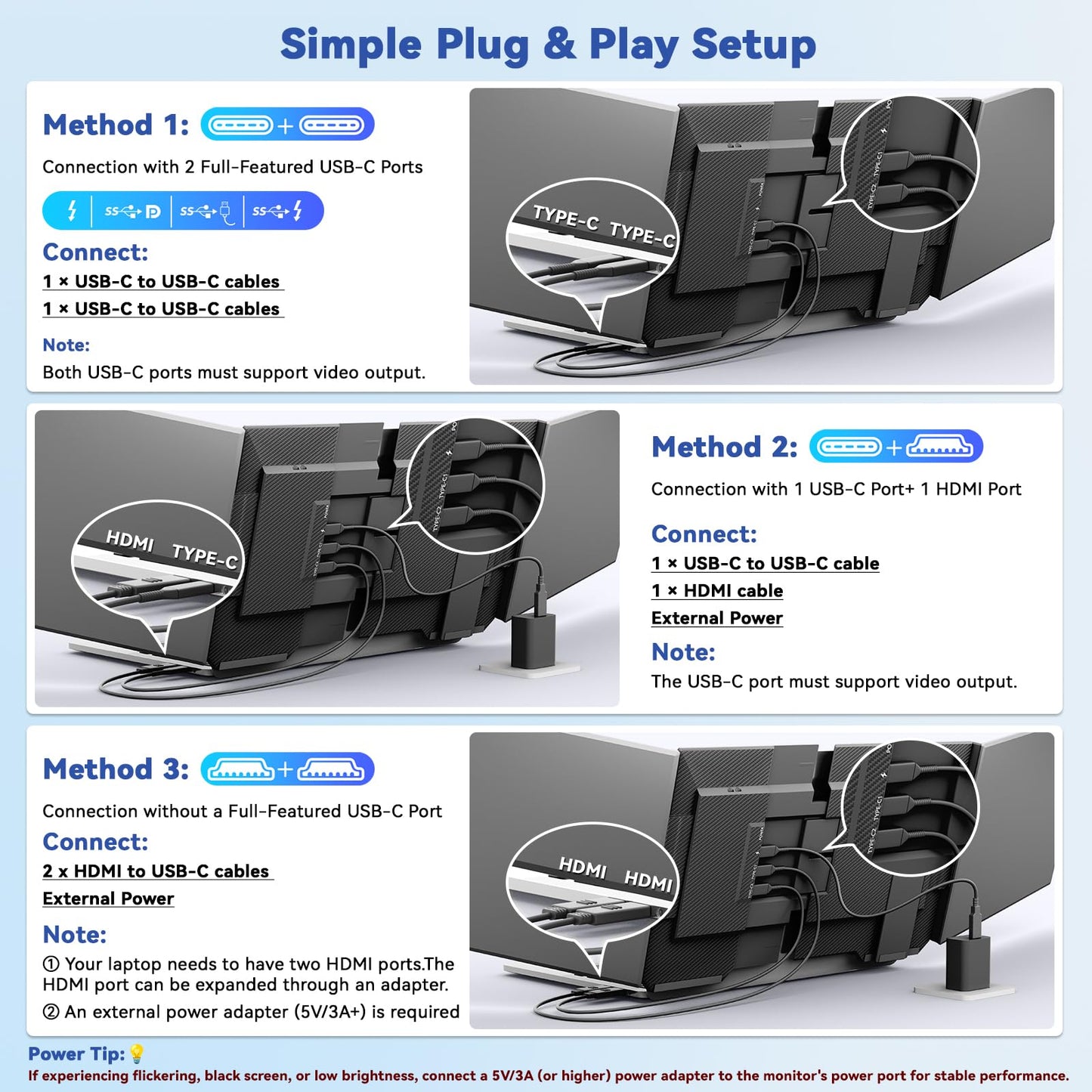 domyfan 15.6" Extender: FHD IPS triple monitor, ultra-thin, plug & play, wide compatibility.